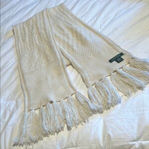 LAUREN Ralph Lauren Lambs Wool Cream Knit Scarf